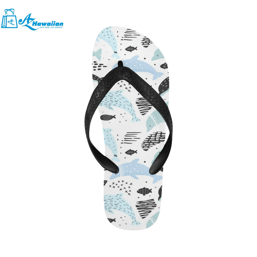 Cute dolphins Childish Style pattern Unisex Flip Flops