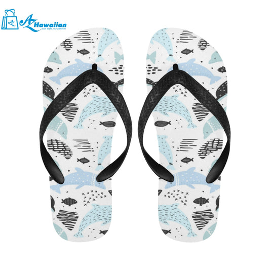 Cute dolphins Childish Style pattern Unisex Flip Flops