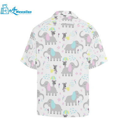 Cute Elephant Mouse Pattern Mens All Over Print Hawaiian Shirt