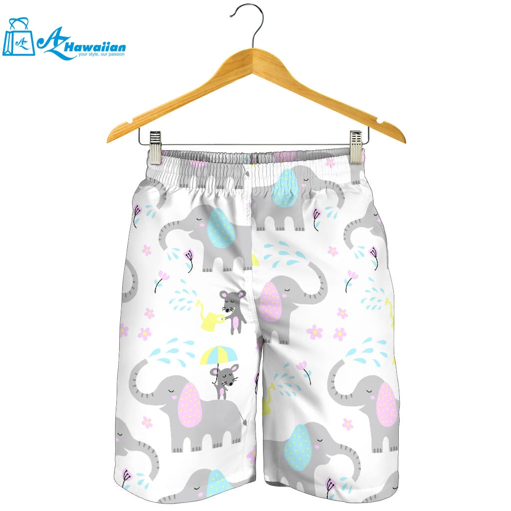 Cute Elephant Mouse Pattern Men Shorts