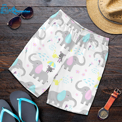 Cute Elephant Mouse Pattern Men Shorts