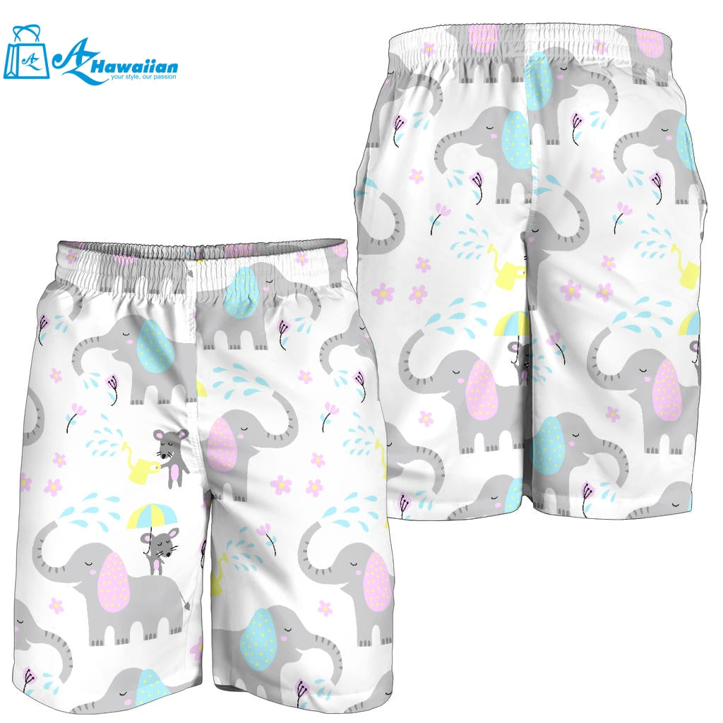 Cute Elephant Mouse Pattern Men Shorts