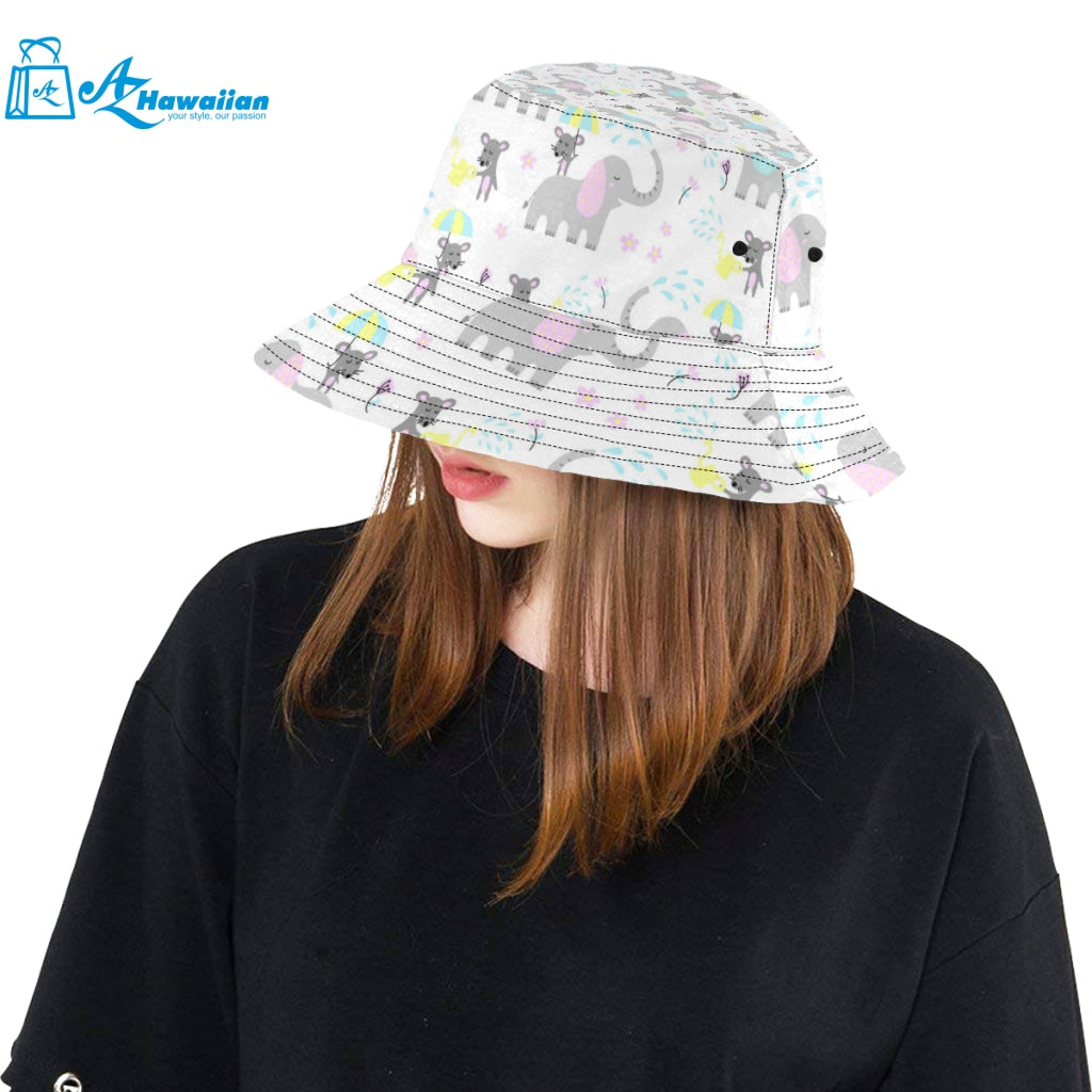 Cute elephant mouse pattern Unisex Bucket Hat