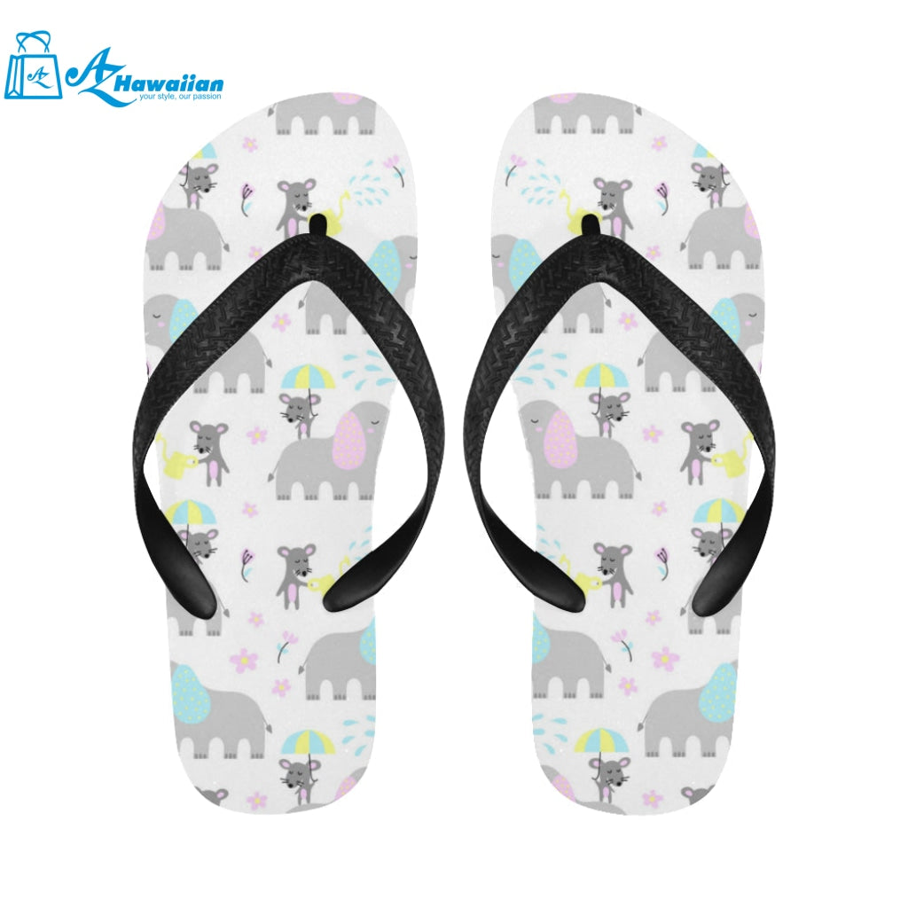 Cute elephant mouse pattern Unisex Flip Flops