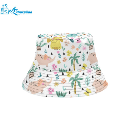 Cute elephants palm tree flower butterfly pattern Unisex Bucket Hat