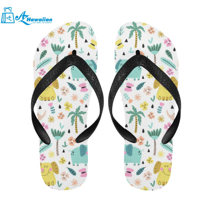 Cute elephants palm tree flower butterfly pattern Unisex Flip Flops