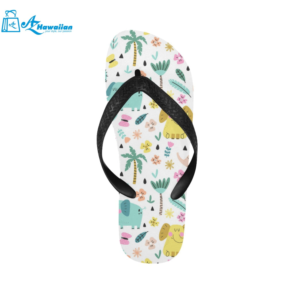 Cute elephants palm tree flower butterfly pattern Unisex Flip Flops