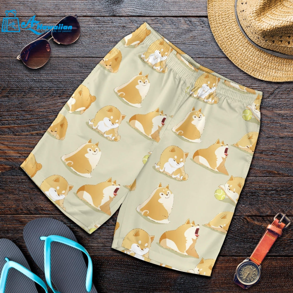 Cute Fat Shiba Inu Dog Pattern Men Shorts