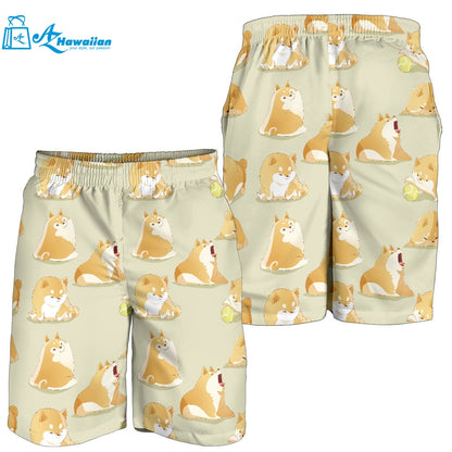 Cute Fat Shiba Inu Dog Pattern Men Shorts