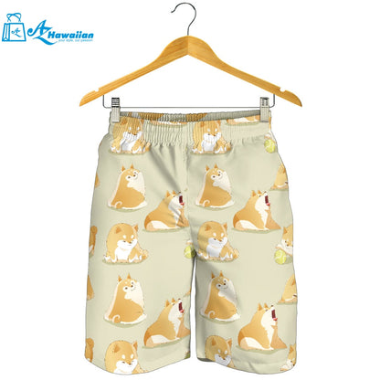 Cute Fat Shiba Inu Dog Pattern Men Shorts