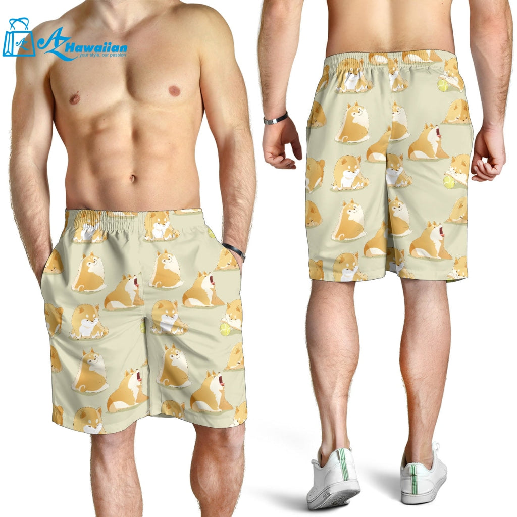 Cute Fat Shiba Inu Dog Pattern Men Shorts