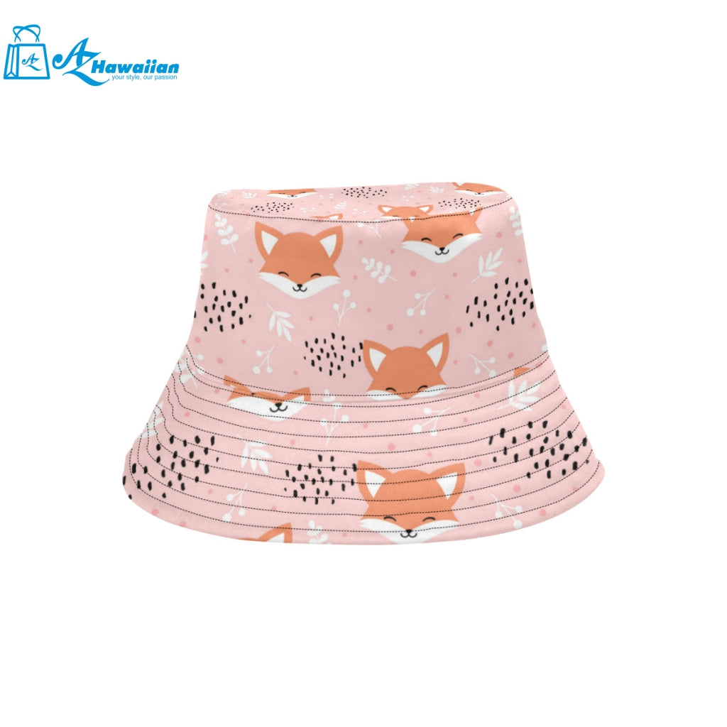 Cute fox pattern pink background Unisex Bucket Hat