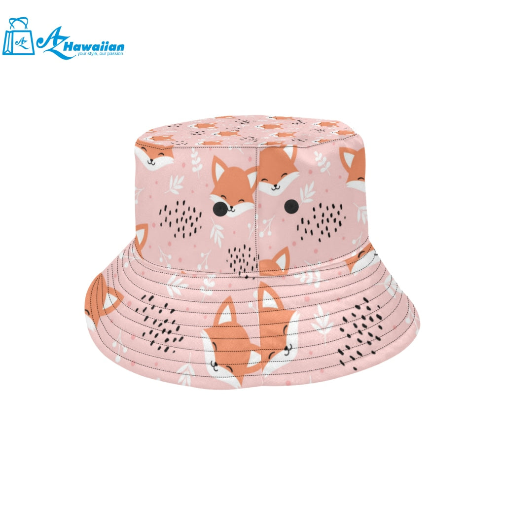 Cute fox pattern pink background Unisex Bucket Hat