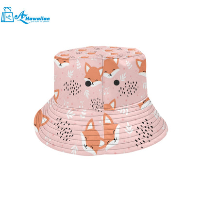 Cute fox pattern pink background Unisex Bucket Hat