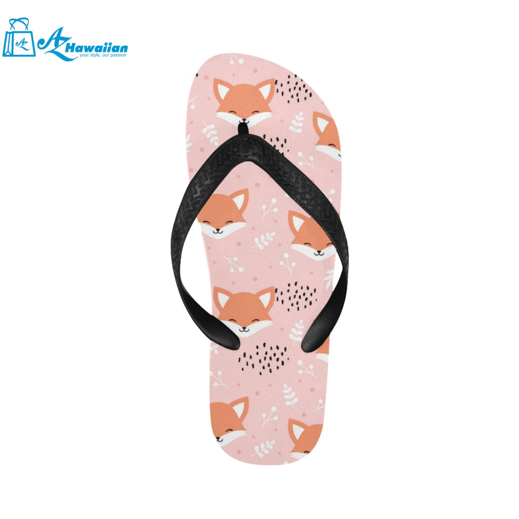 Cute fox pattern pink background Unisex Flip Flops