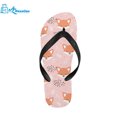 Cute fox pattern pink background Unisex Flip Flops