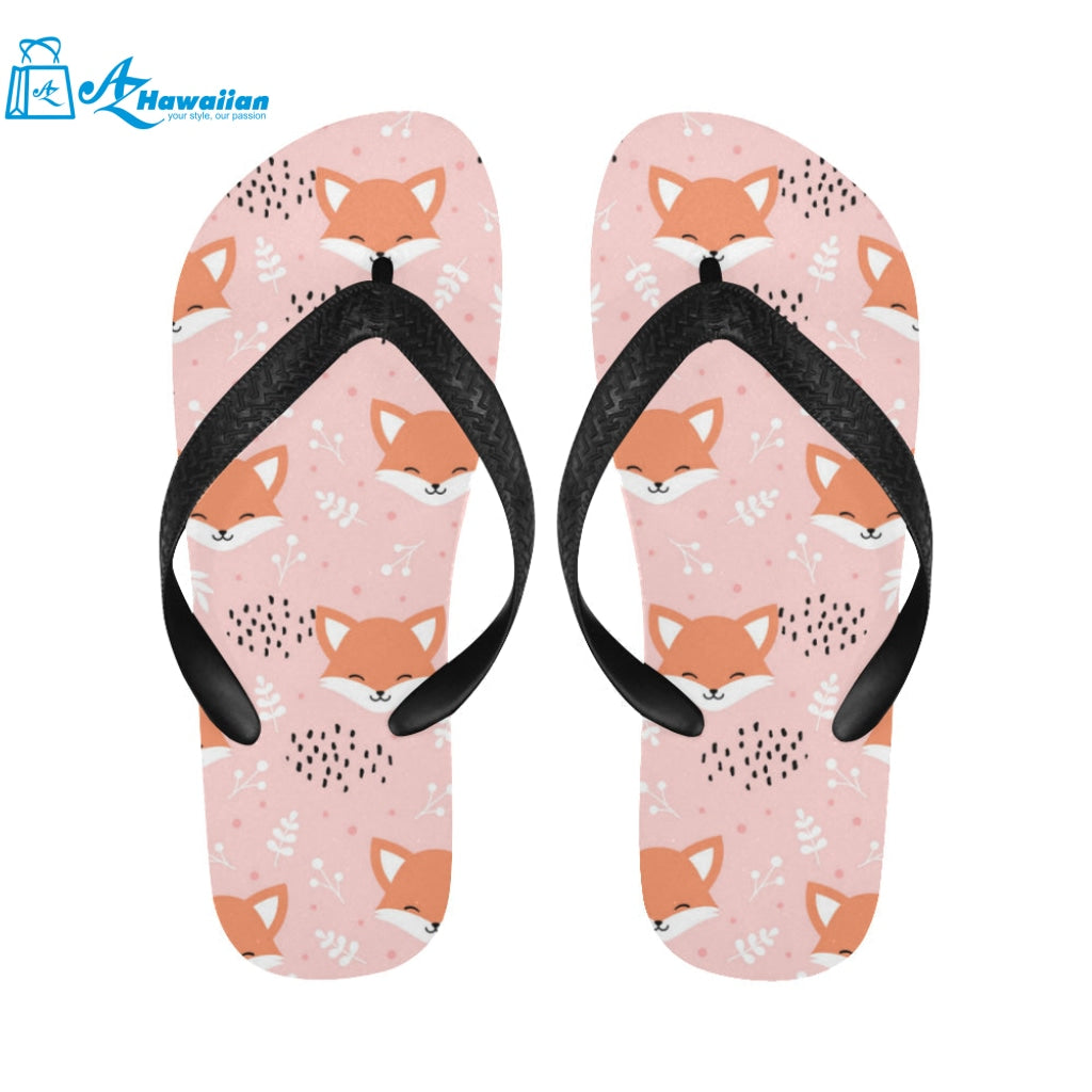 Cute fox pattern pink background Unisex Flip Flops