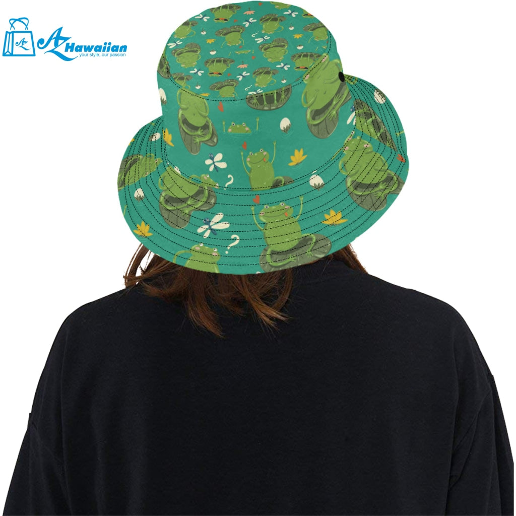 Cute frog dragonfly design pattern Unisex Bucket Hat