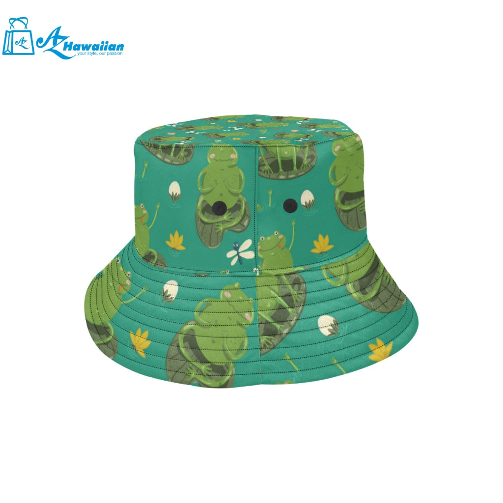 Cute frog dragonfly design pattern Unisex Bucket Hat