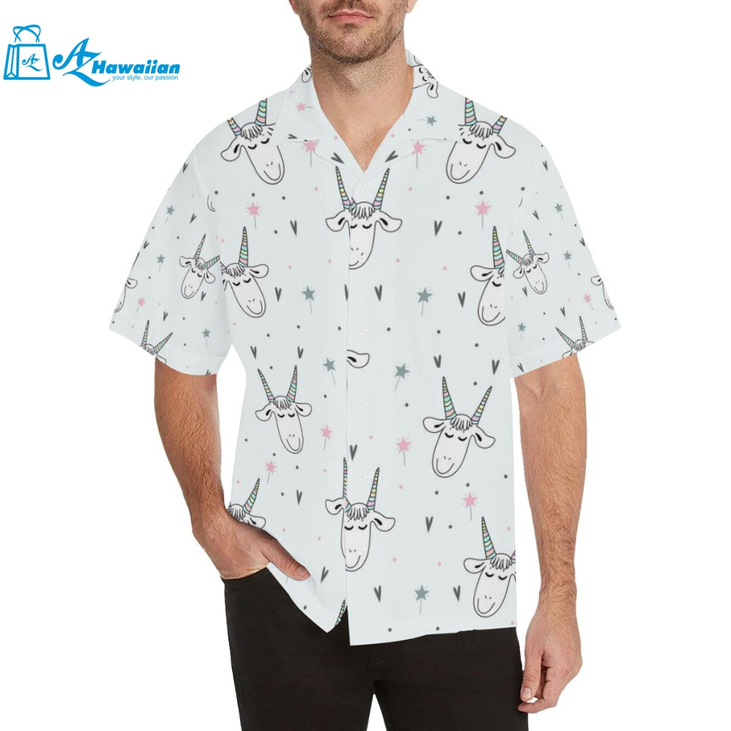 Cute Goat Design Pattern Mens All Over Print Hawaiian Shirt