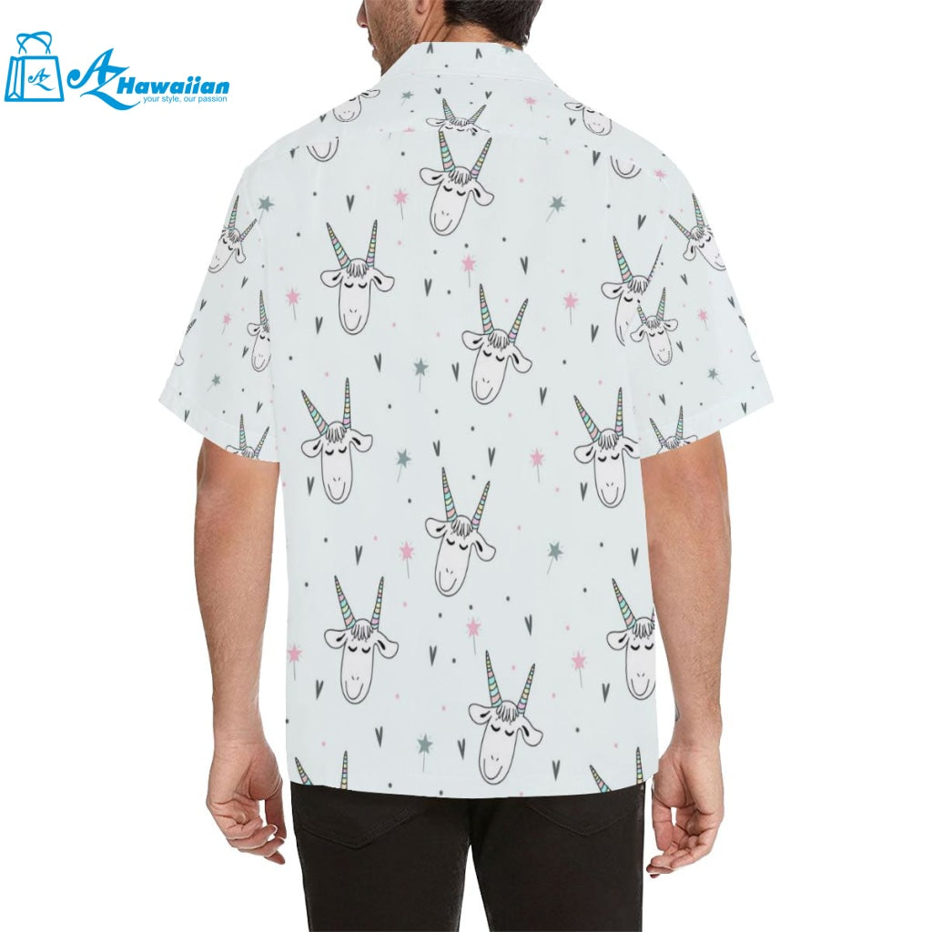 Cute Goat Design Pattern Mens All Over Print Hawaiian Shirt