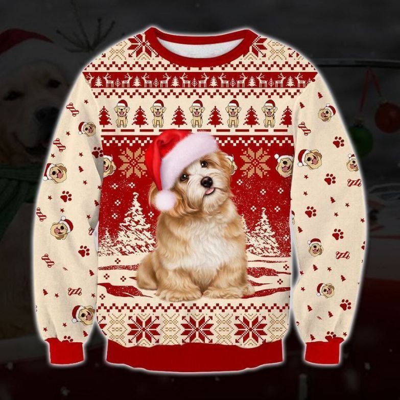 Cute Golden Retriever Dog Ugly Christmas Sweater 