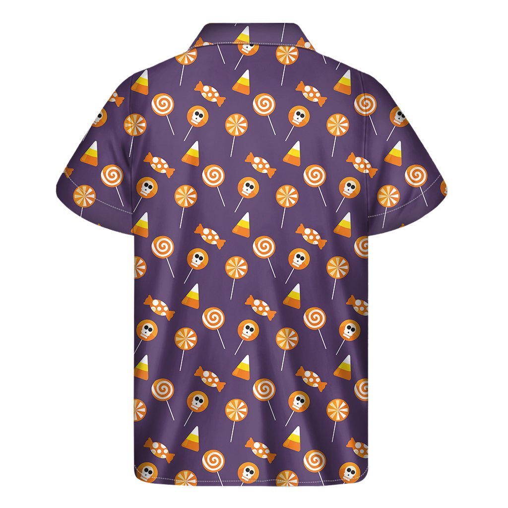 Cute Halloween Candy Pattern Print Mens Short Sleeve Shirt Hawaiian