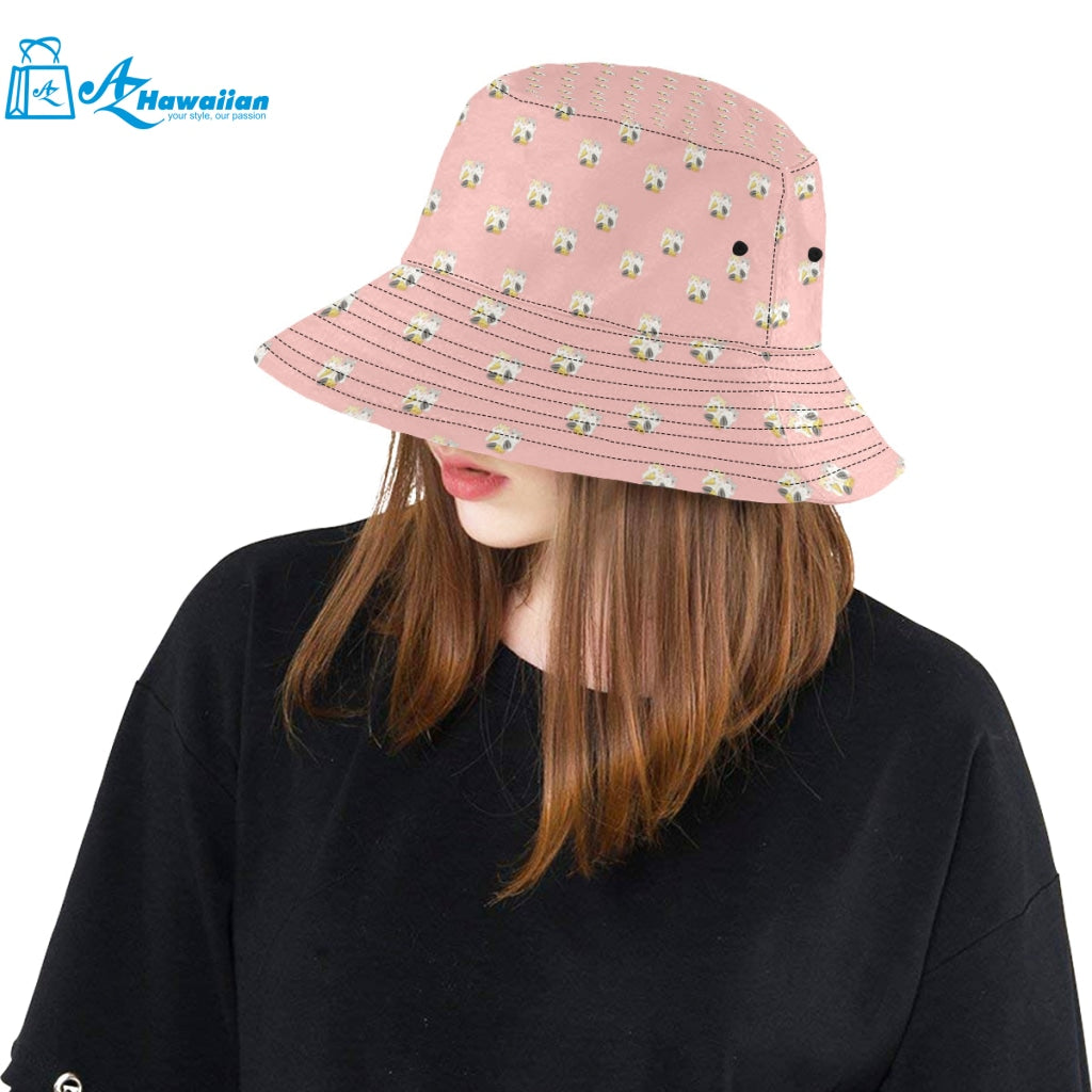 Cute hamster cheese pattern pink background Unisex Bucket Hat