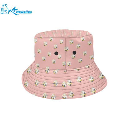 Cute hamster cheese pattern pink background Unisex Bucket Hat