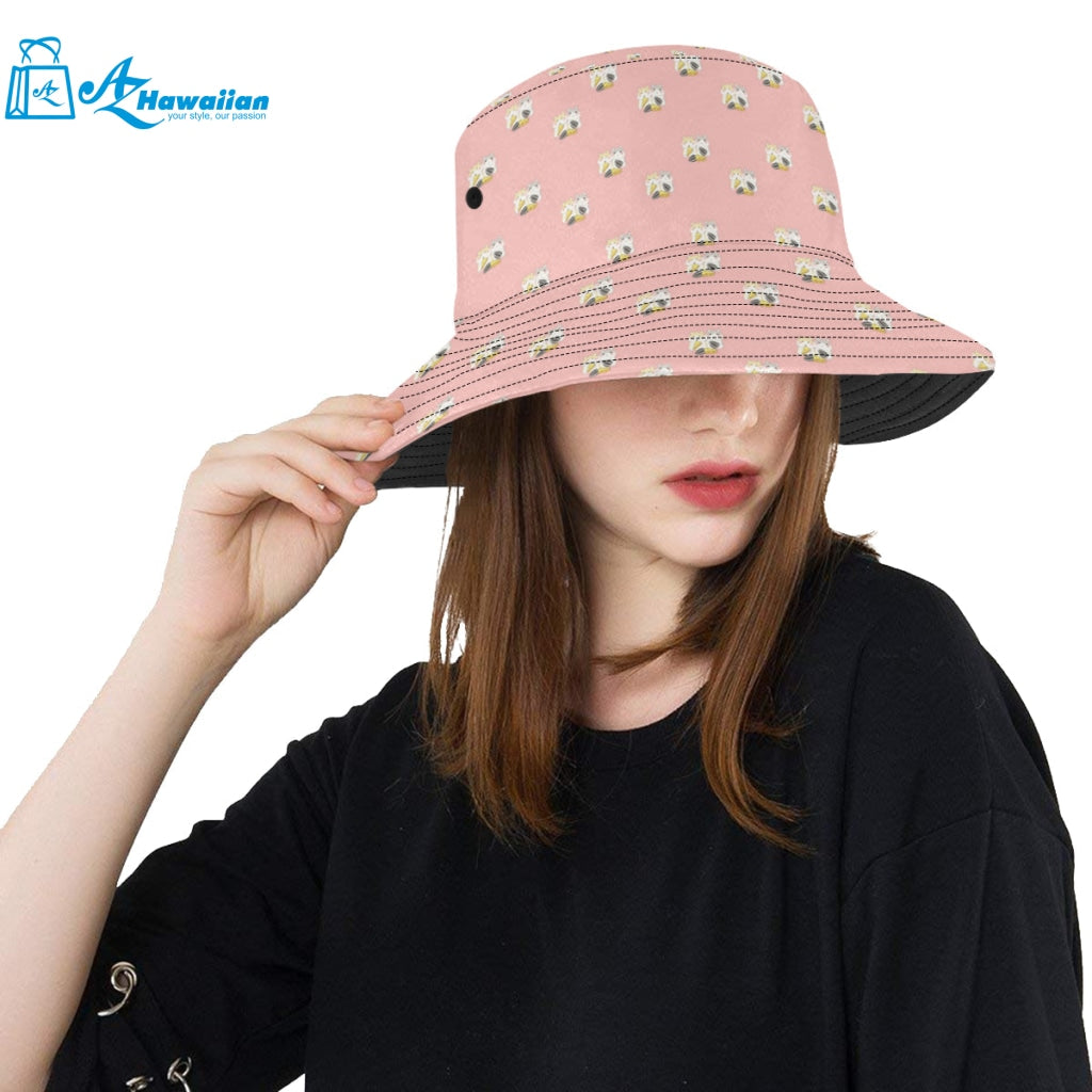 Cute hamster cheese pattern pink background Unisex Bucket Hat