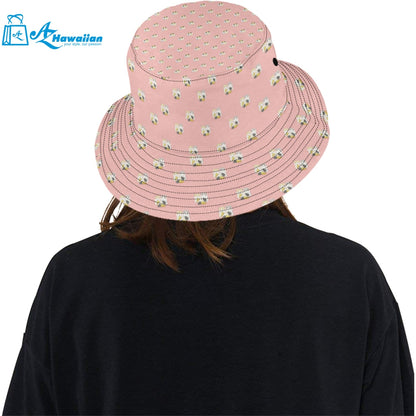 Cute hamster cheese pattern pink background Unisex Bucket Hat