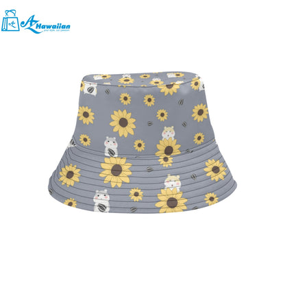 Cute hamster sunflower pattern background Unisex Bucket Hat