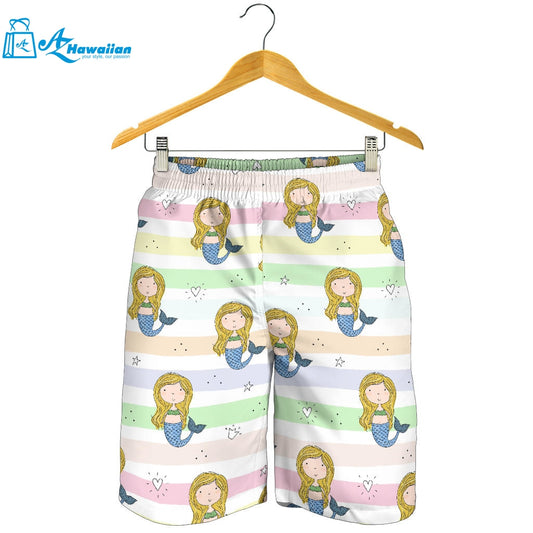 Cute Hand Drawn Mermaid Men Shorts