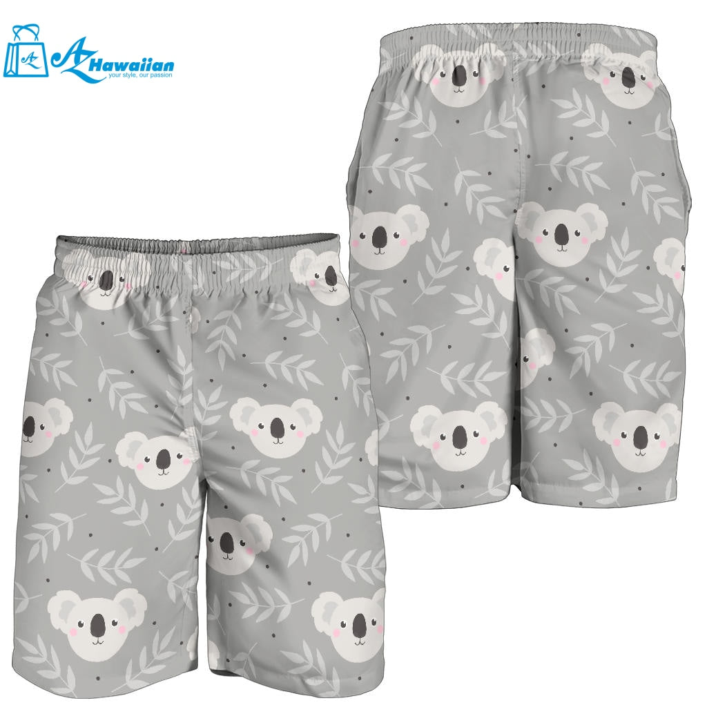 Cute Koala Leaves Pattern Men Shorts