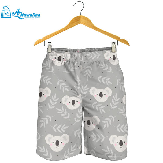 Cute Koala Leaves Pattern Men Shorts