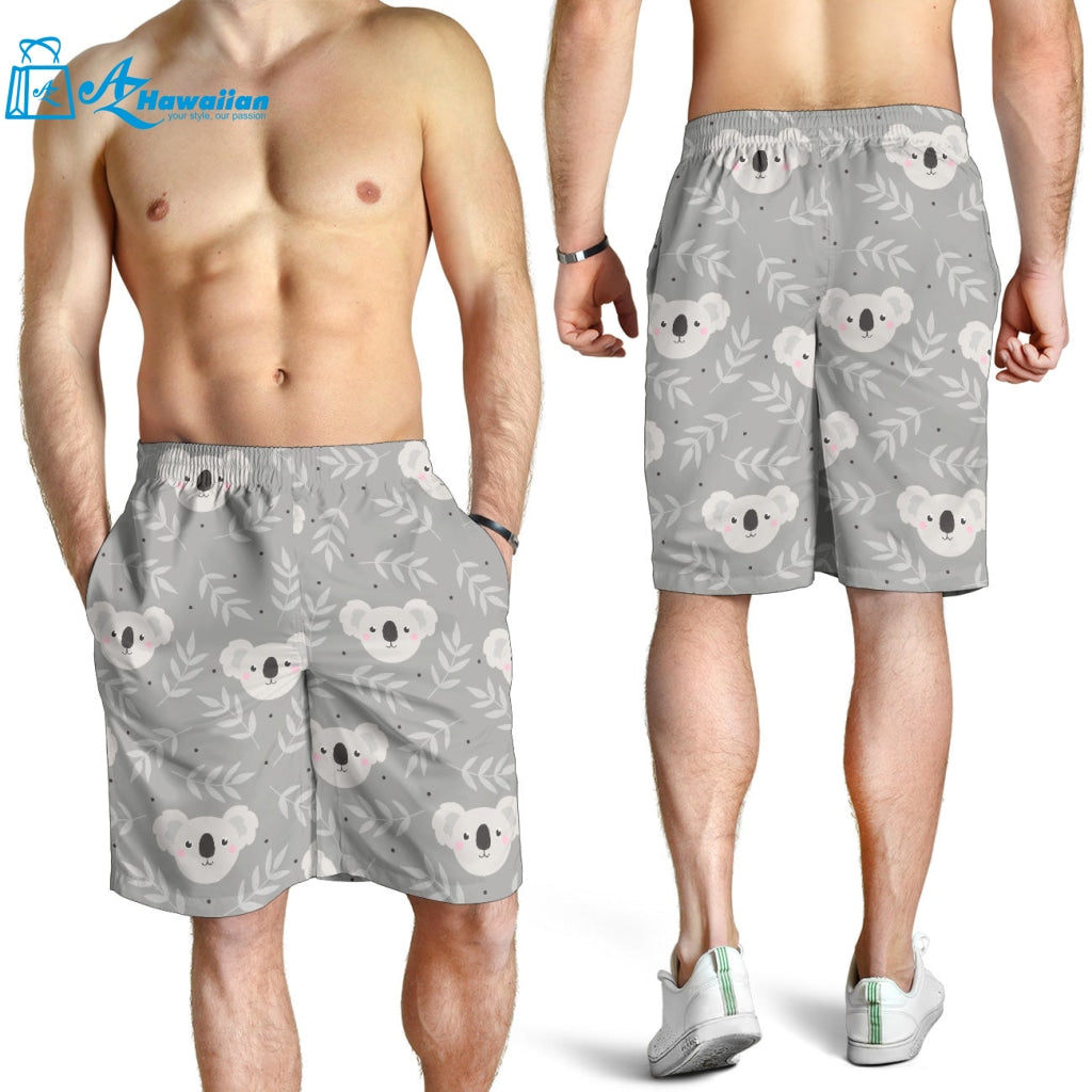 Cute Koala Leaves Pattern Men Shorts