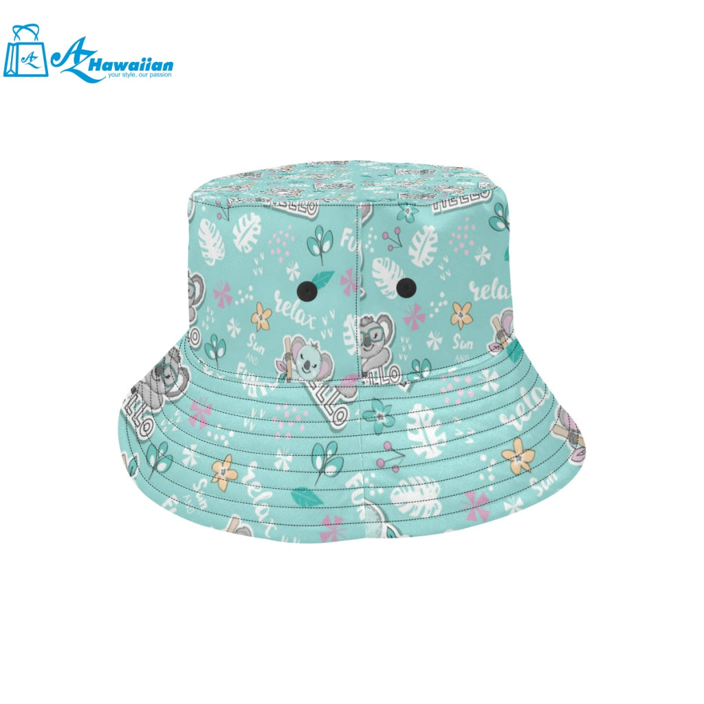 Cute koalas blue background pattern Unisex Bucket Hat