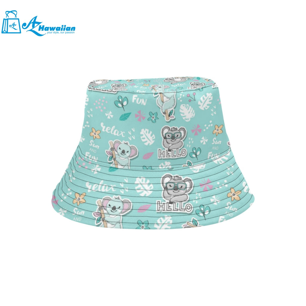 Cute koalas blue background pattern Unisex Bucket Hat