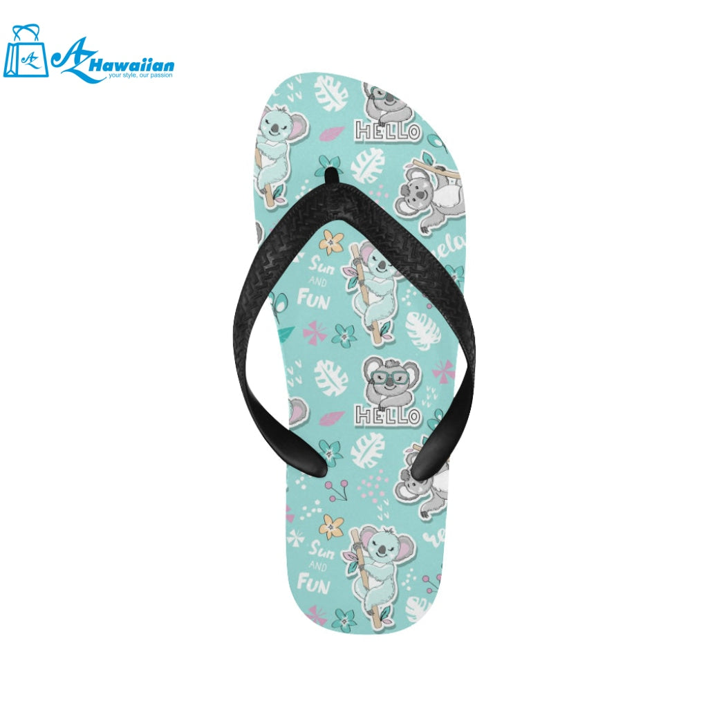 Cute koalas blue background pattern Unisex Flip Flops