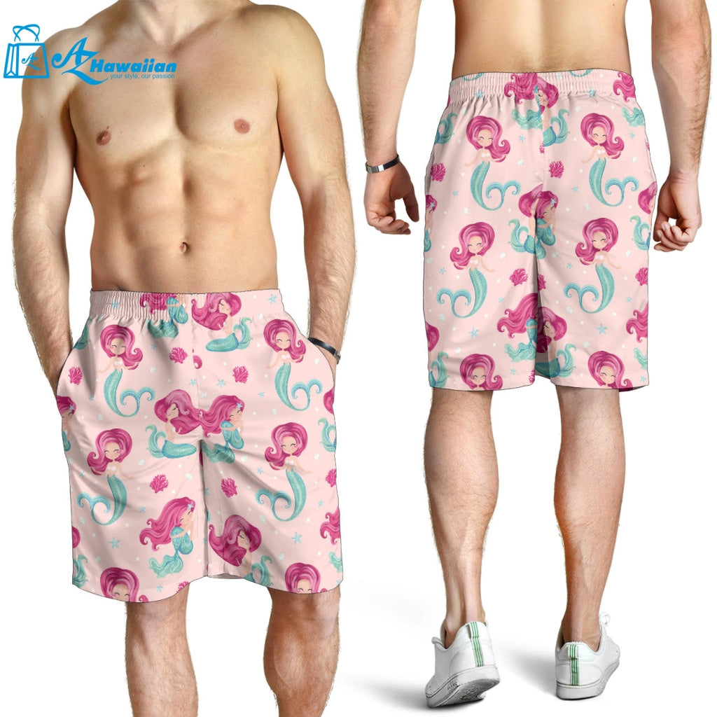 Cute Little Mermaid Pattern Men Shorts