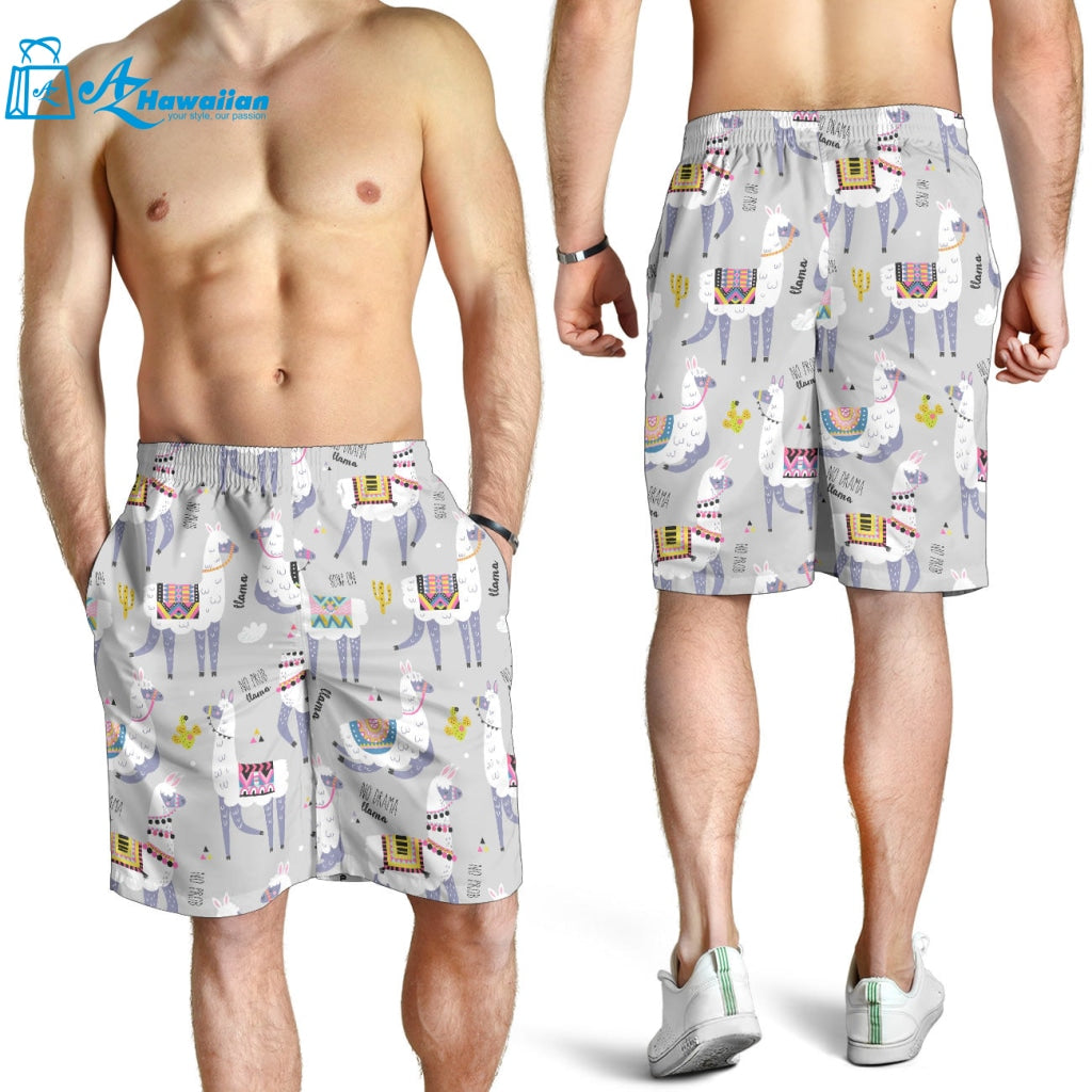 Cute Llama Alpaca Pattern Men Shorts