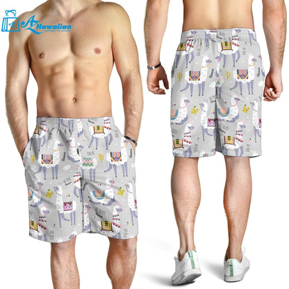 Cute Llama Alpaca Pattern Men Shorts