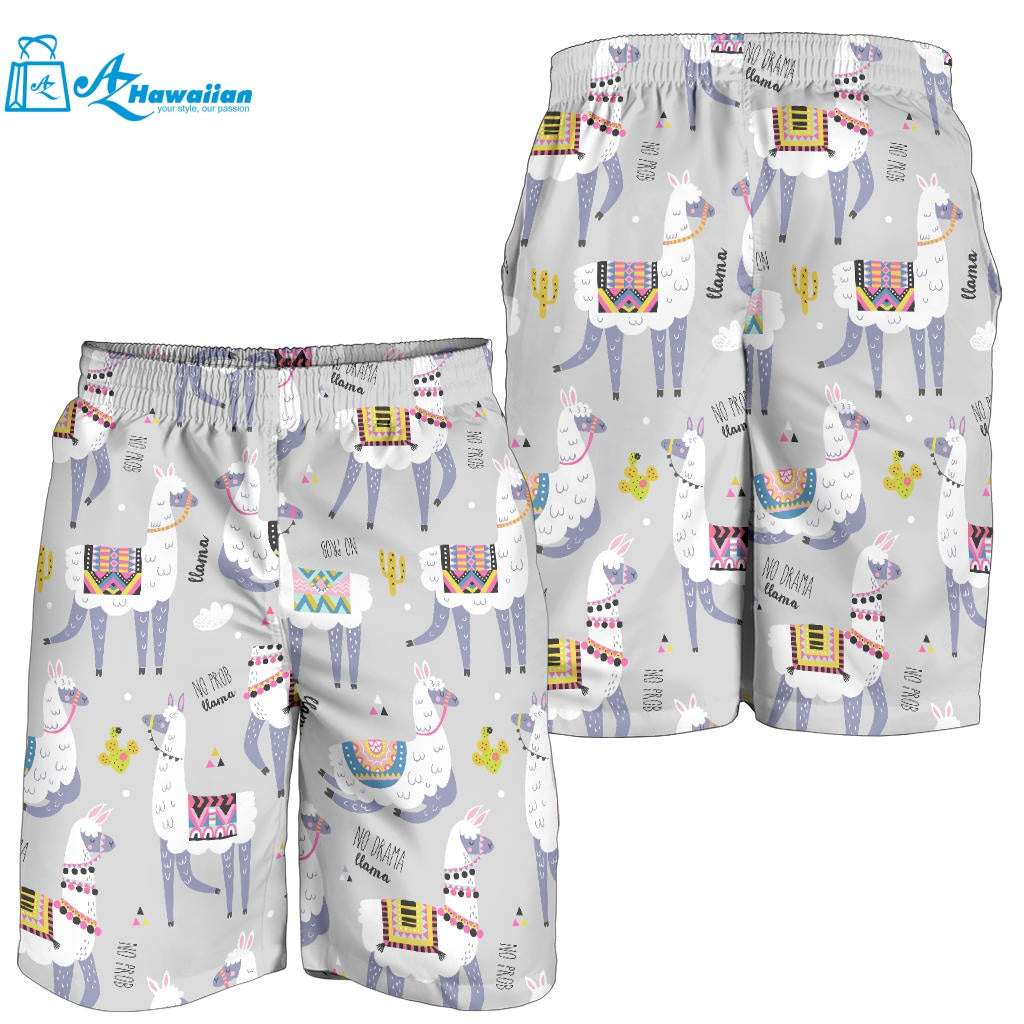 Cute Llama Alpaca Pattern Men Shorts