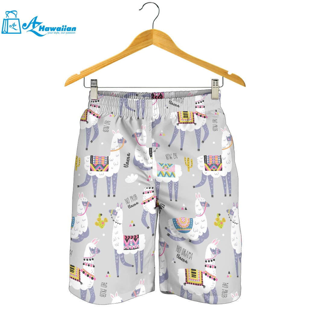 Cute Llama Alpaca Pattern Men Shorts