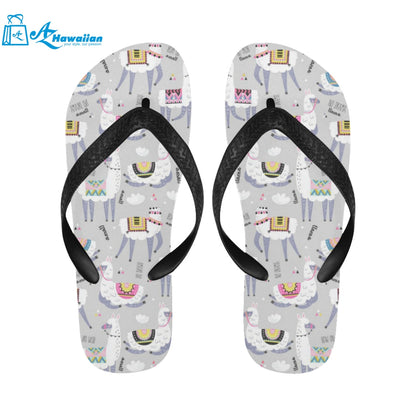 Cute Llama Alpaca pattern Unisex Flip Flops