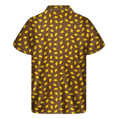 Cute Mango Pattern Print Mens Short Sleeve Shirt Hawaiian