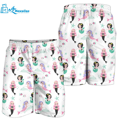 Cute Mermaid Dolphin Fish Starfish Pattern Men Shorts