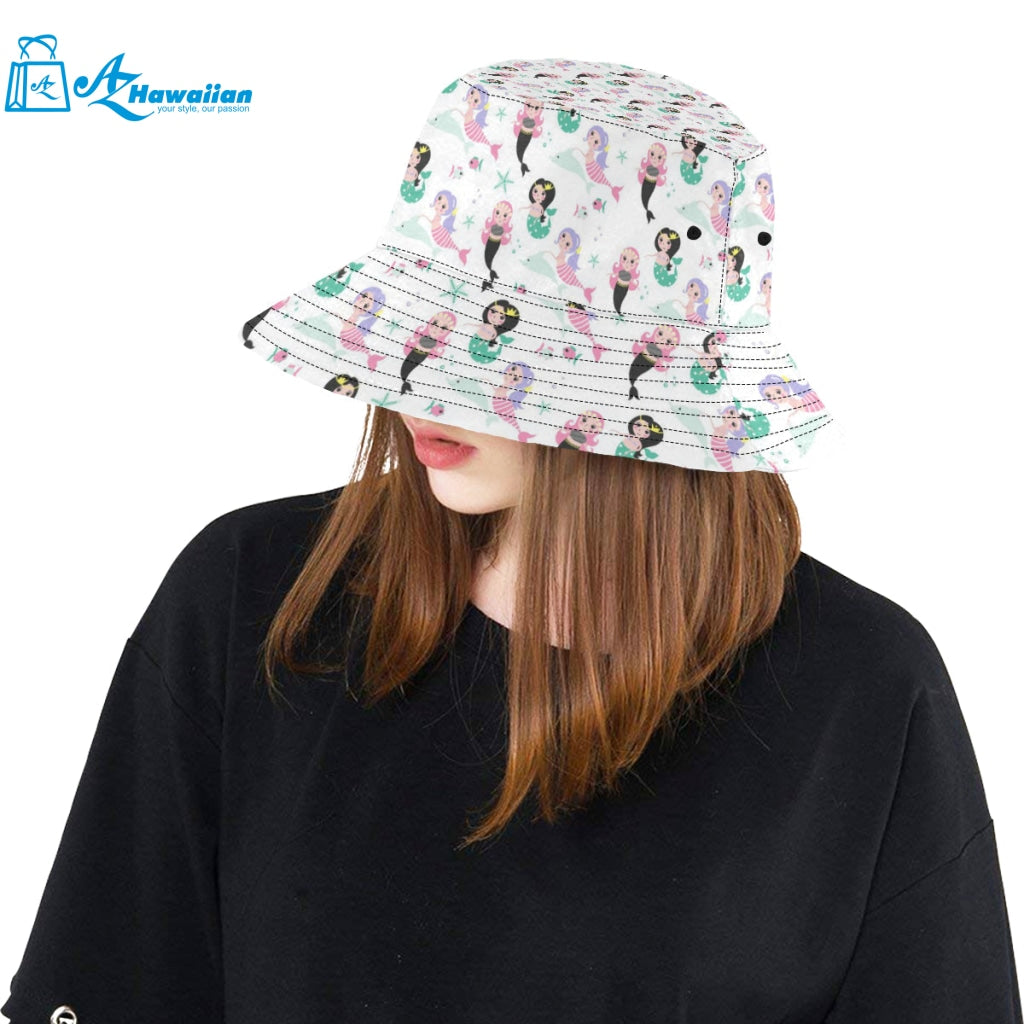 cute mermaid dolphin fish starfish pattern Unisex Bucket Hat