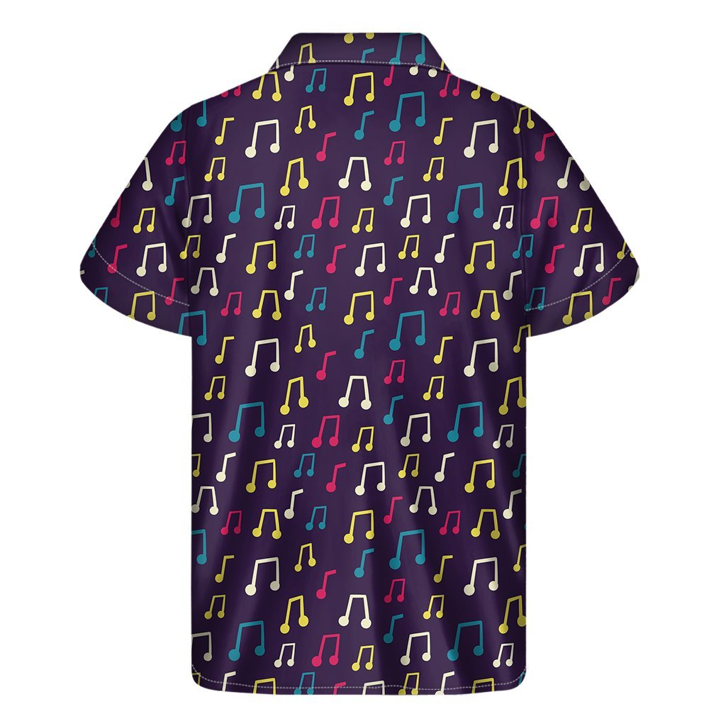 Cute Music Notes Pattern Print Mens Short Sleeve Shirt Hawaiian