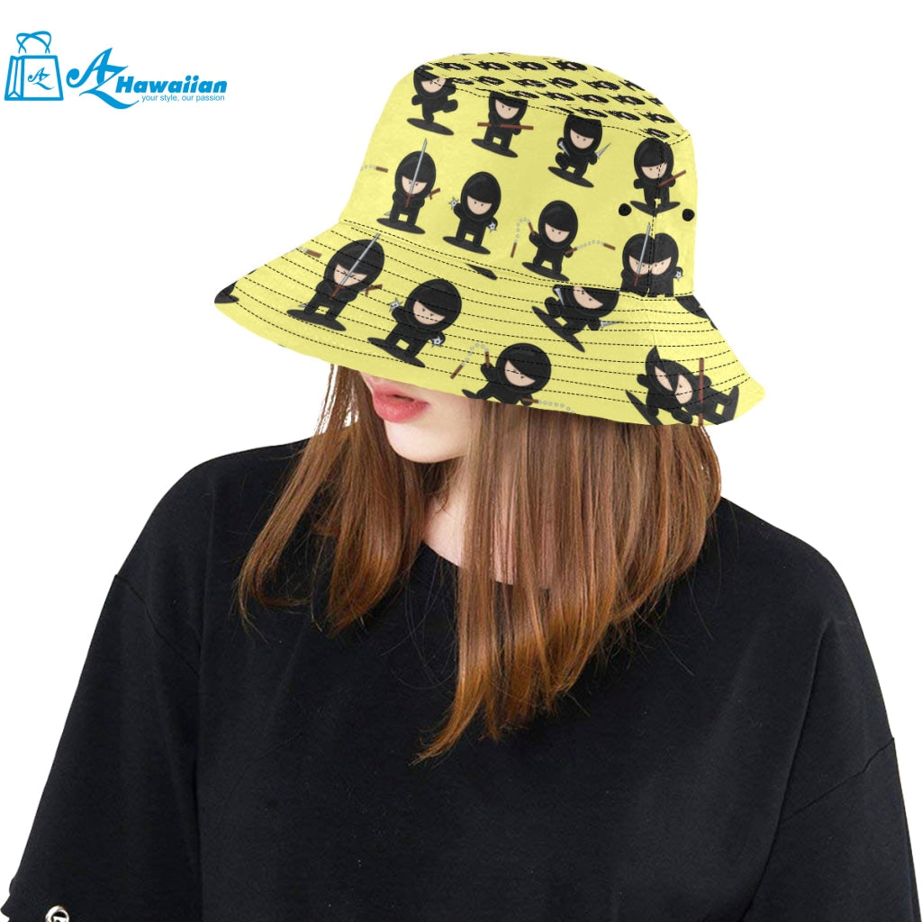 Cute ninja yellow background Unisex Bucket Hat